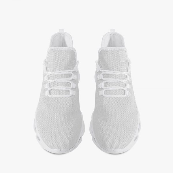 A pair of grey and white sole blade sneakers
