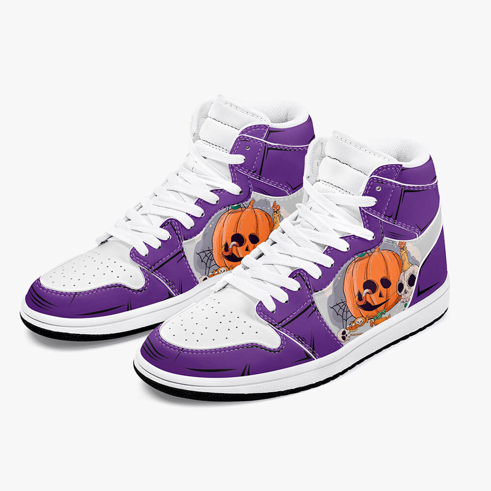 High-Top-Leather-Sneakers-2 A pair of orange and purple Halloween high-tops