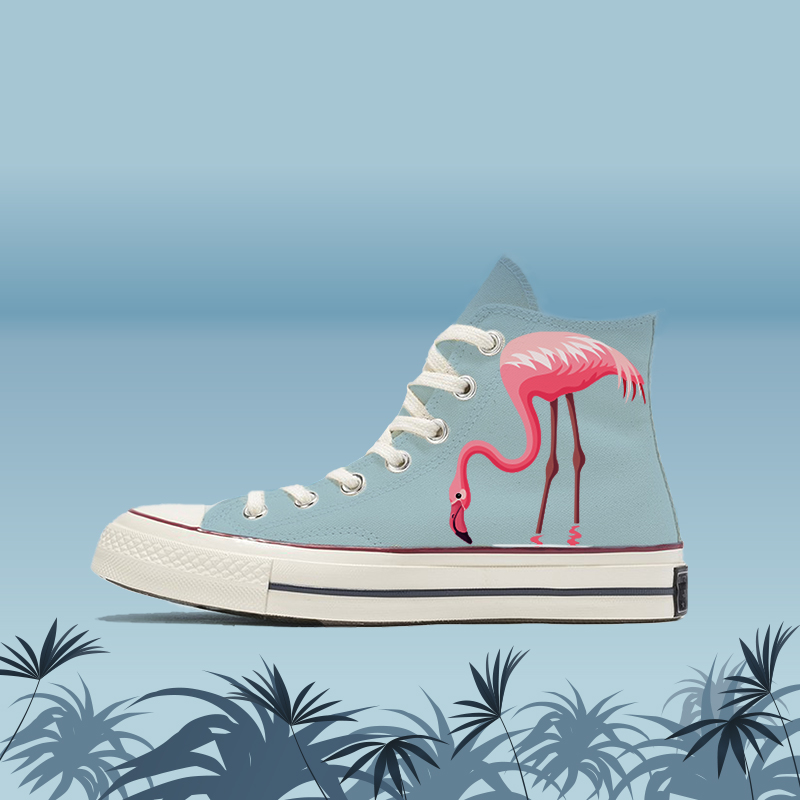 Flamingo Shoes A pair of canvas shoes with flamingos printed on them