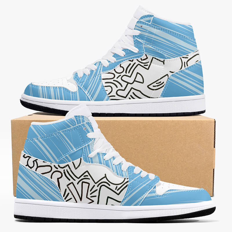 High Top Sneaker A pair of blue graffiti high-top shoes