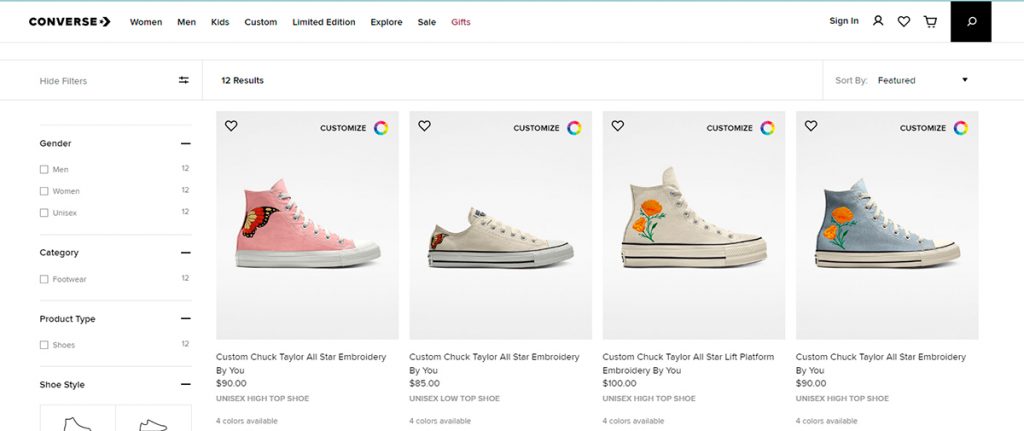 Converse Custom Embroidered Footwear Items