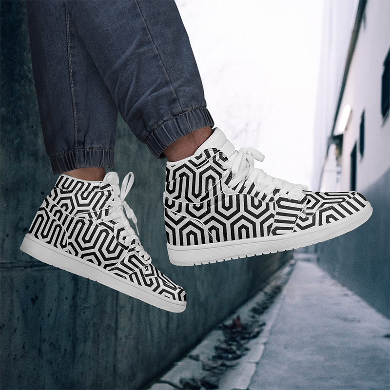 Abstract style shoes A person wearing a pair of shoes with an Abstract pattern design