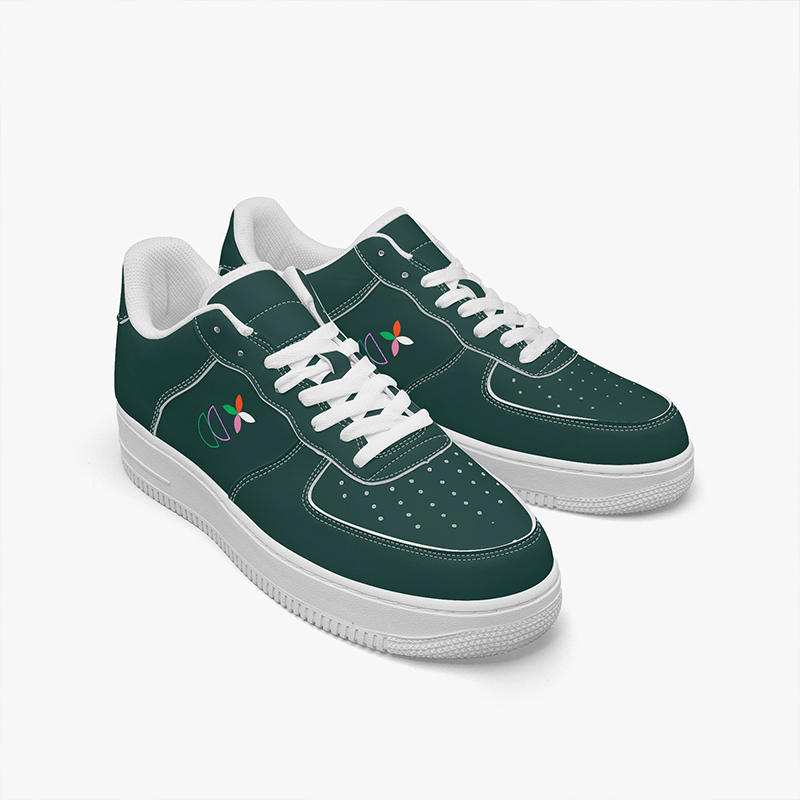 Brand style shoes-1 A pair of black sneakers with the brand's logo