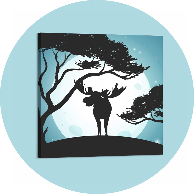 Canvas paints with cartoons A canvas paints of an elk
