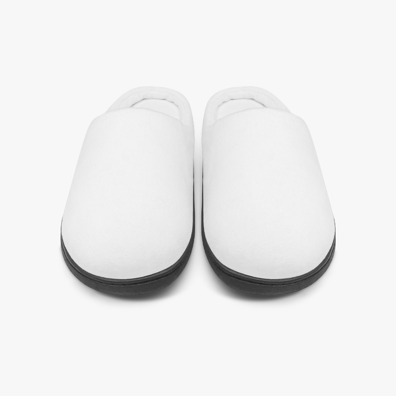 A pair of white customizable cotton slippers
