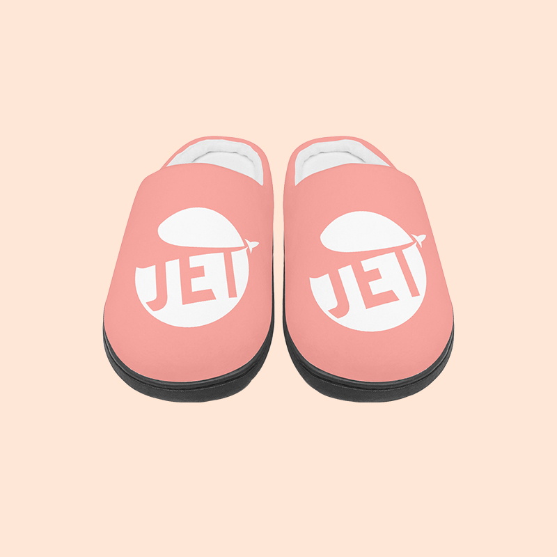 Custom logo slippers A pair of branded slippers with the JetPrint logo