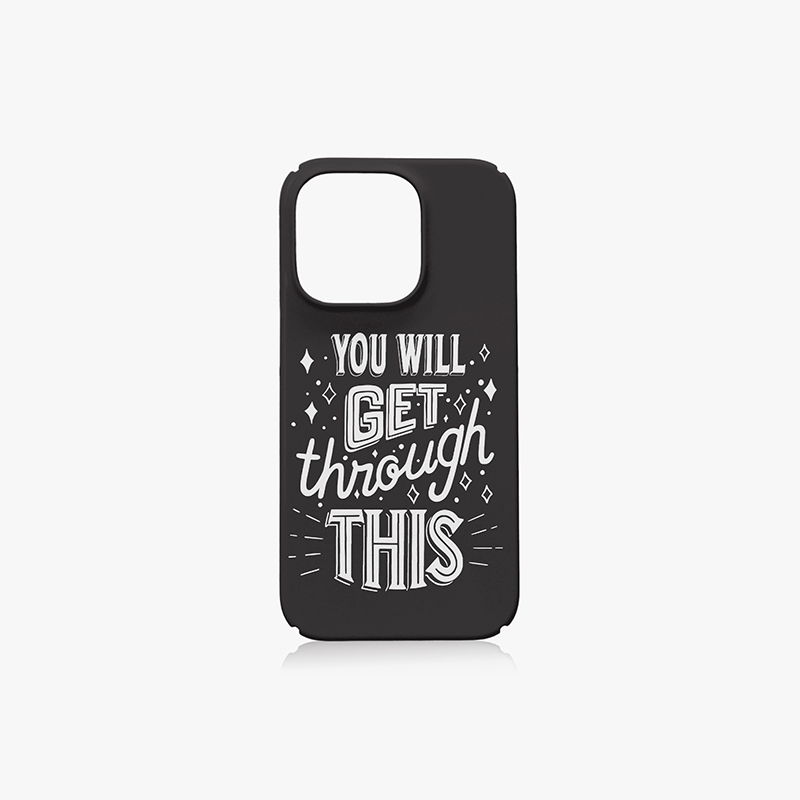 Custom name or text A black phone case with inspirational quotes printed on it