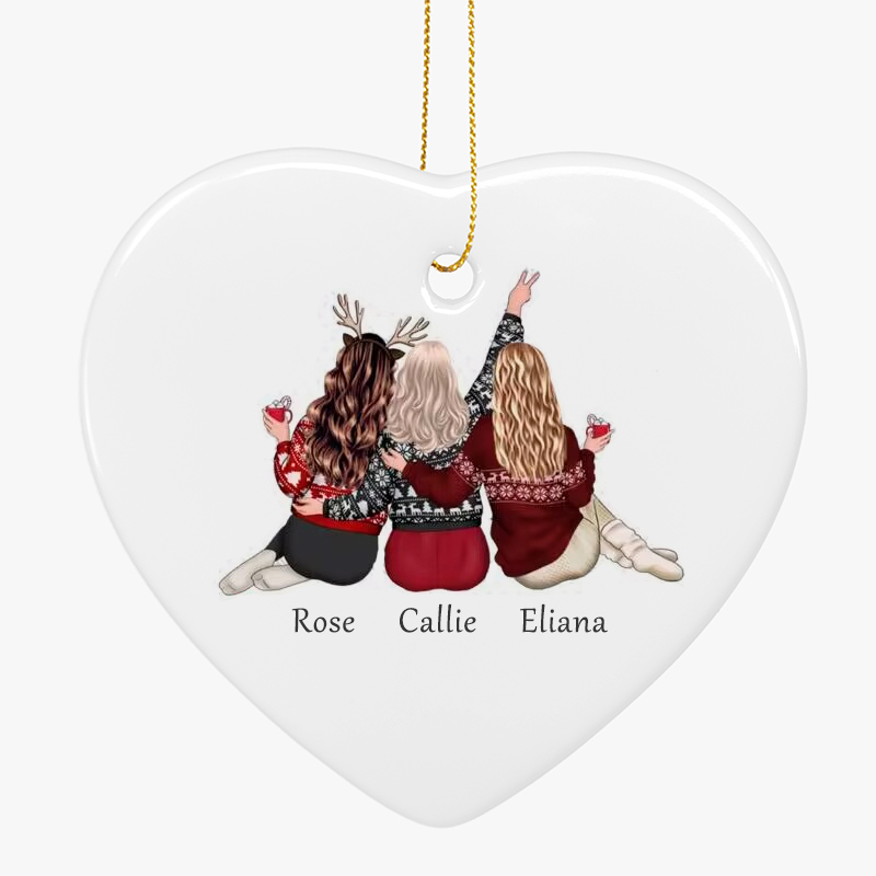 Custom photo ornaments-1 Heart-shaped ceramic ornaments with popular Christmas patterns