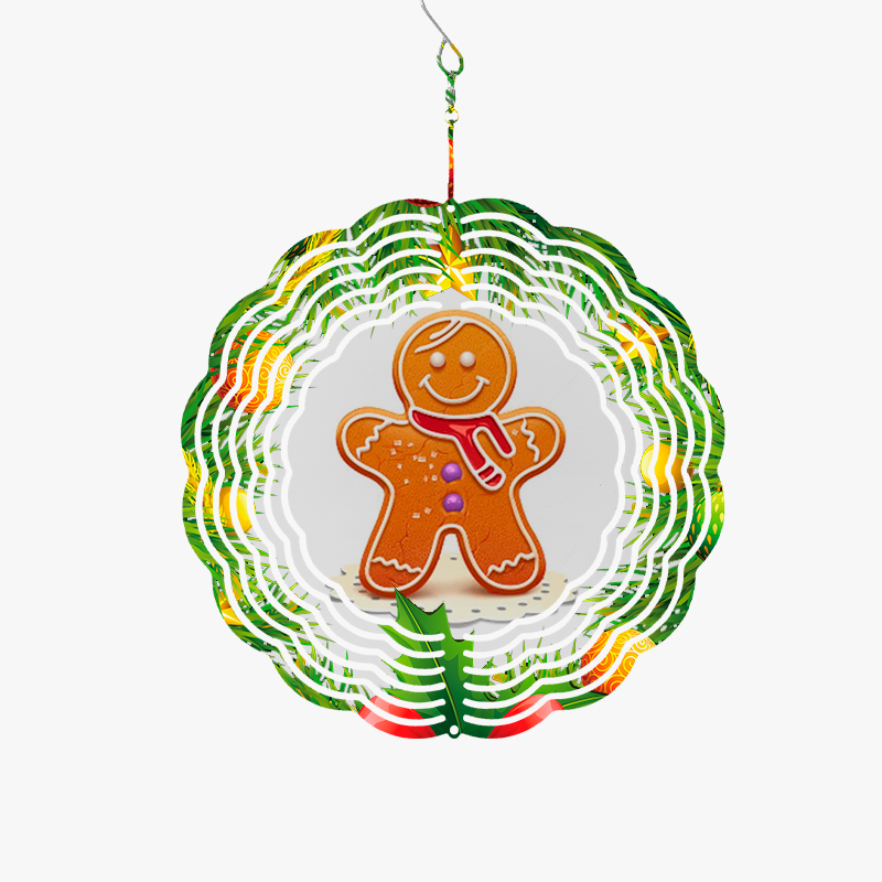 Customized Christmas Ornaments with Ginger Candy Round wind spinner with Christmas ginger candies