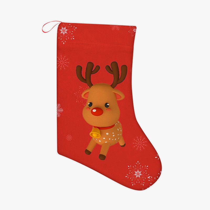 Customized Christmas Ornaments with Reindeer Red Christmas stocking with Christmas elk elements