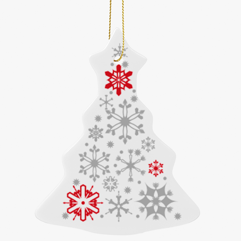 Customized Christmas Ornaments with Snowflakes Tree-shaped ceramic ornaments with Christmas elements