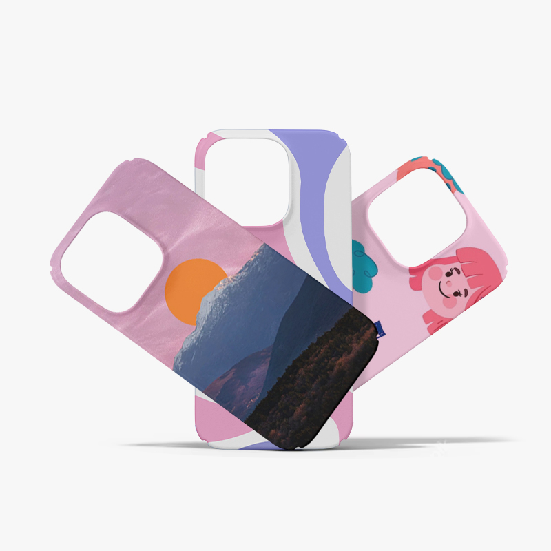 Customized phone cases in 3 easy steps 3 mobile phone cases with different designs are cross placed together