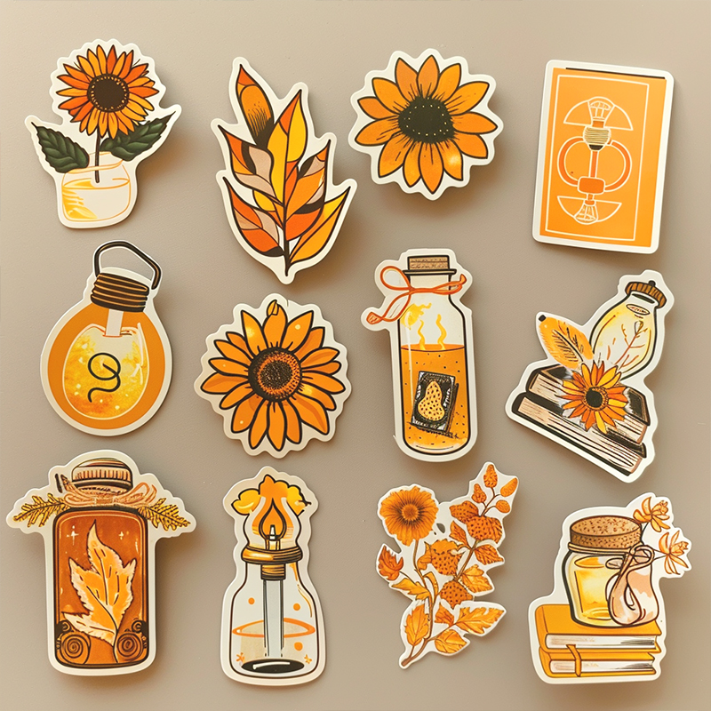 Die cut stickers (1) Die-cut stickers designed with many daily necessities