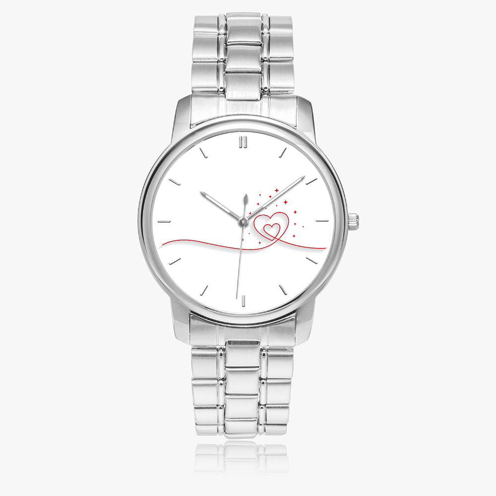 Folding Clasp Type Quartz Watch A silver stainless steel quartz watch