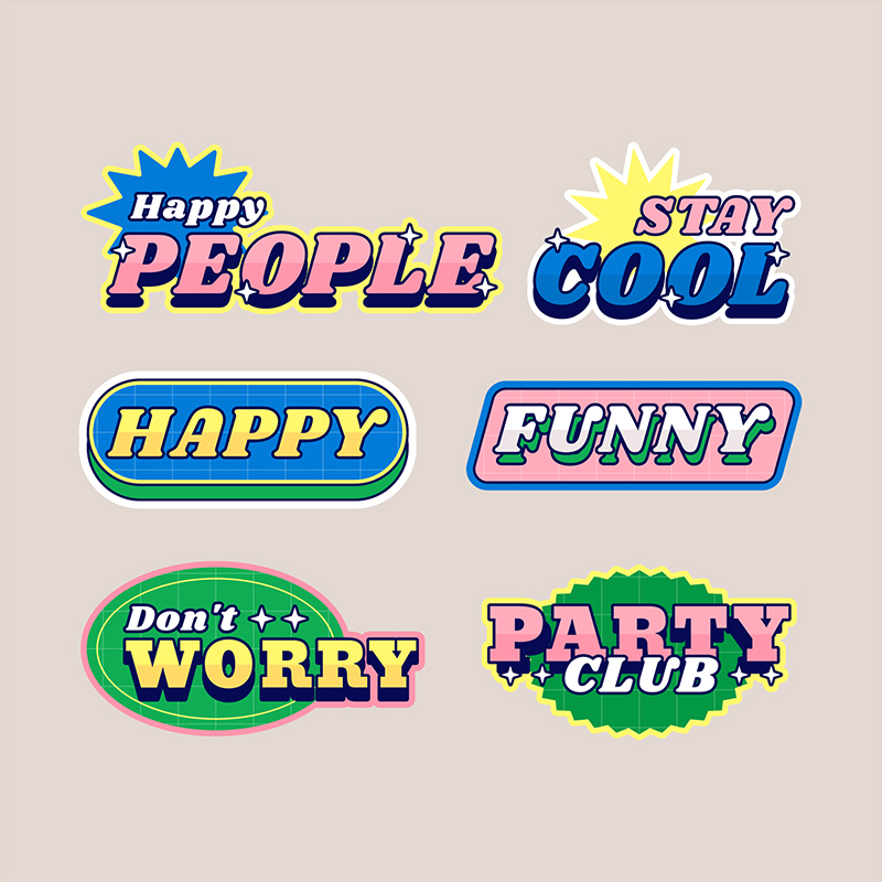 Funny word stickers Stickers with lots of funny text