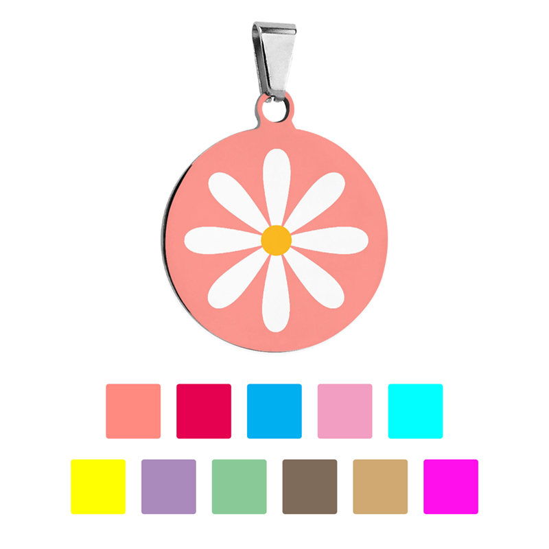 How to customize pet tags Pink pet tag with petals pattern