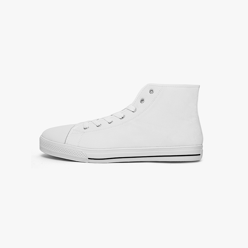 Light Adult High-Top Canvas Shoes A pure white customizable light adult high-top canvas shoes