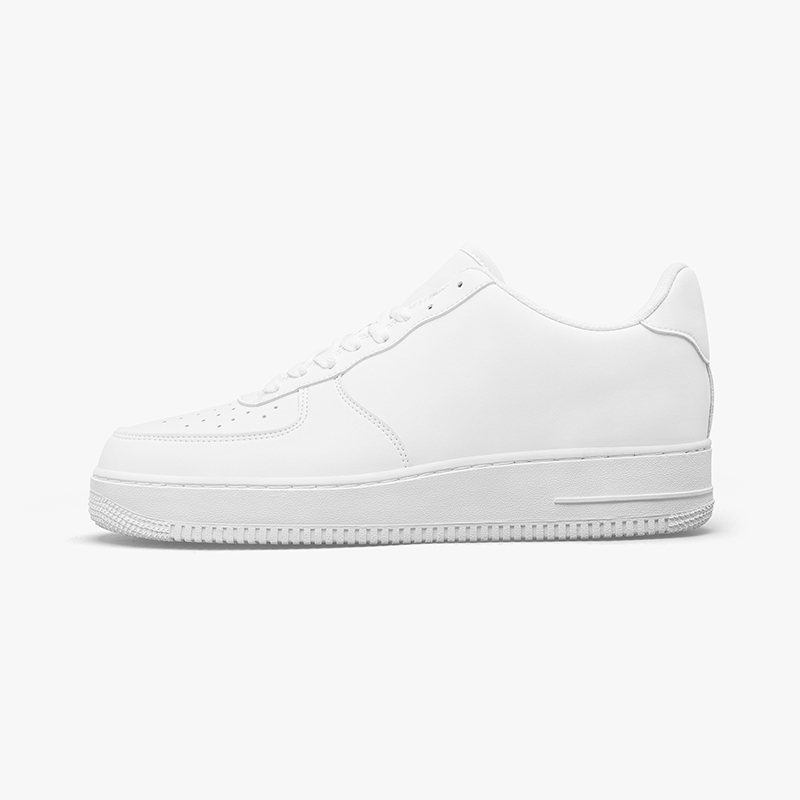 Low-Top Leather Sneakers A pure white customizable low-top leather sneakers