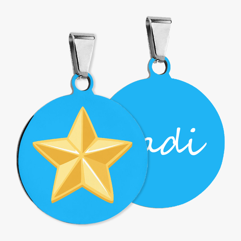 Pet ID tags Blue pet tag with star pattern