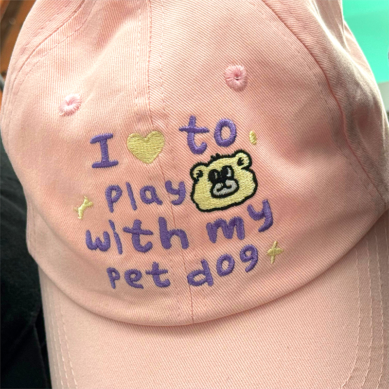 Pink hat embroidery Pink hat with embroidery