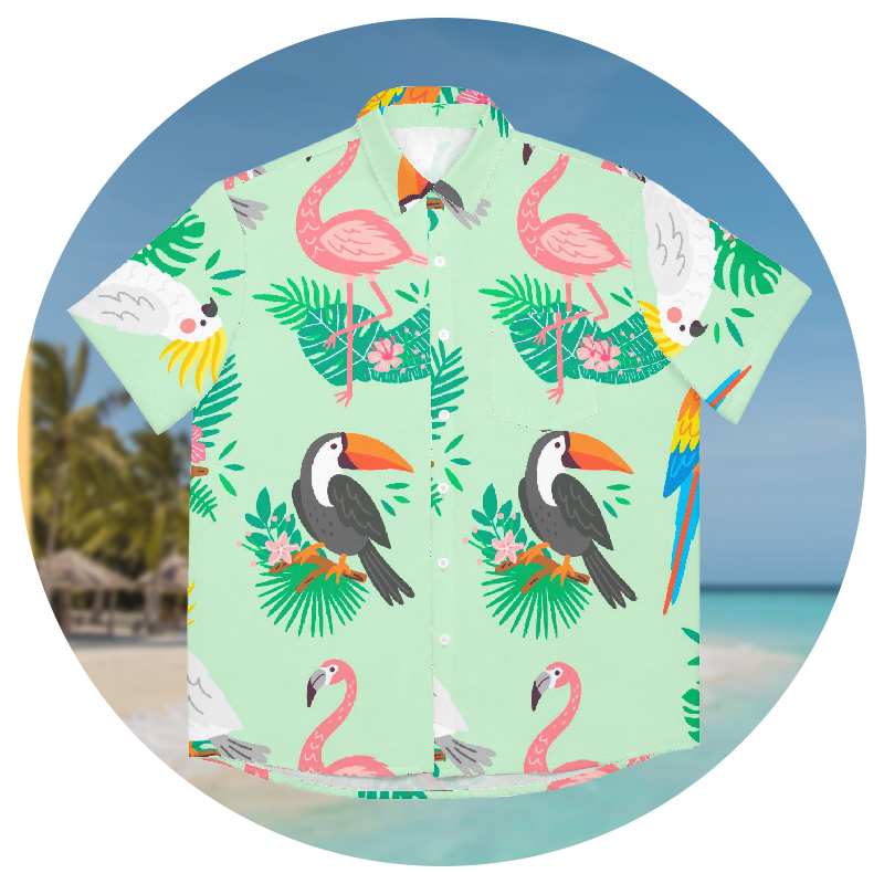 custom hawaiian shirts with animal A Hawaiian shirt with a flamingo pattern on it