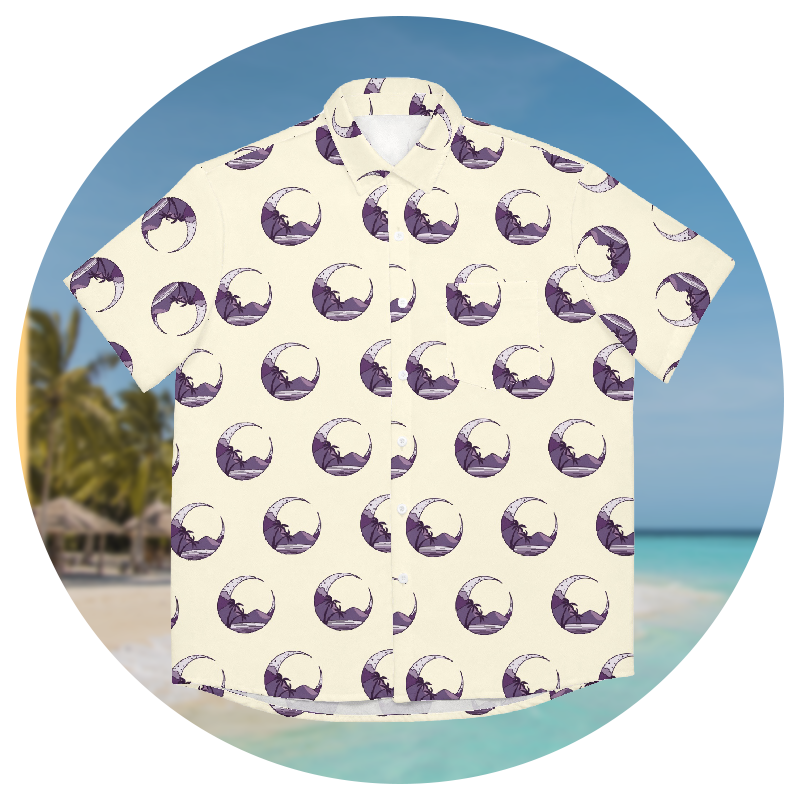 custom hawaiian shirts with logo A Hawaiian shirt with beach logo print