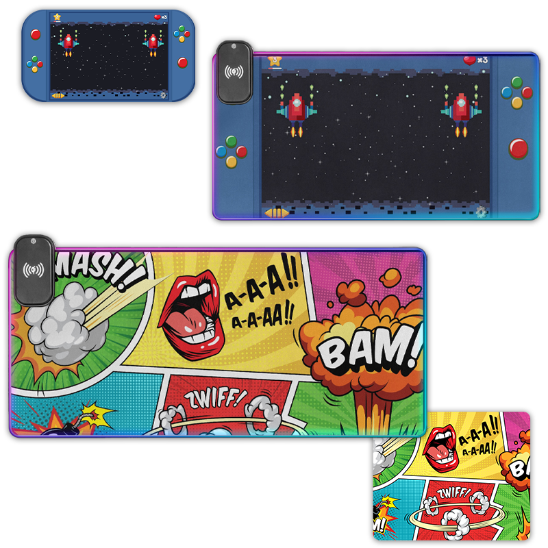 Custom Mouse Pads with JetPrint Two mouse pads printed with graffiti and games respectively