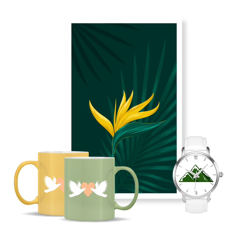 Customize a gift for your loved ones Designed wall paintings, mugs and watches