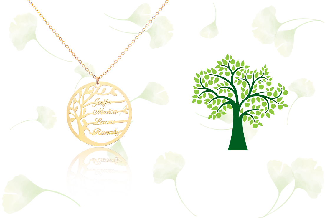 Print on demand jewelry A customizable family tree necklace