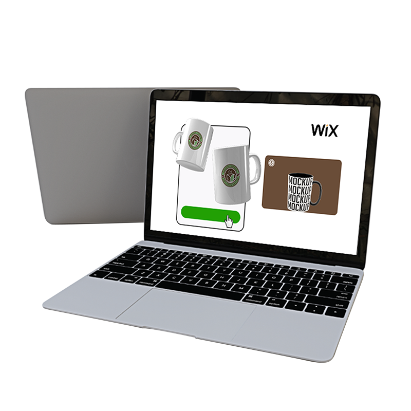 Sell on Wix with JetPrint A laptop with a Wix page open